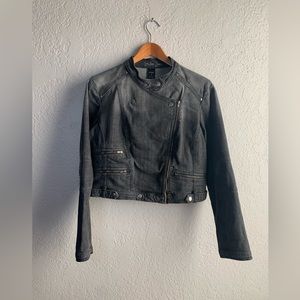 Cropped black denim, Moto-style London Jean Jacket by Victoria's Secret Size M
